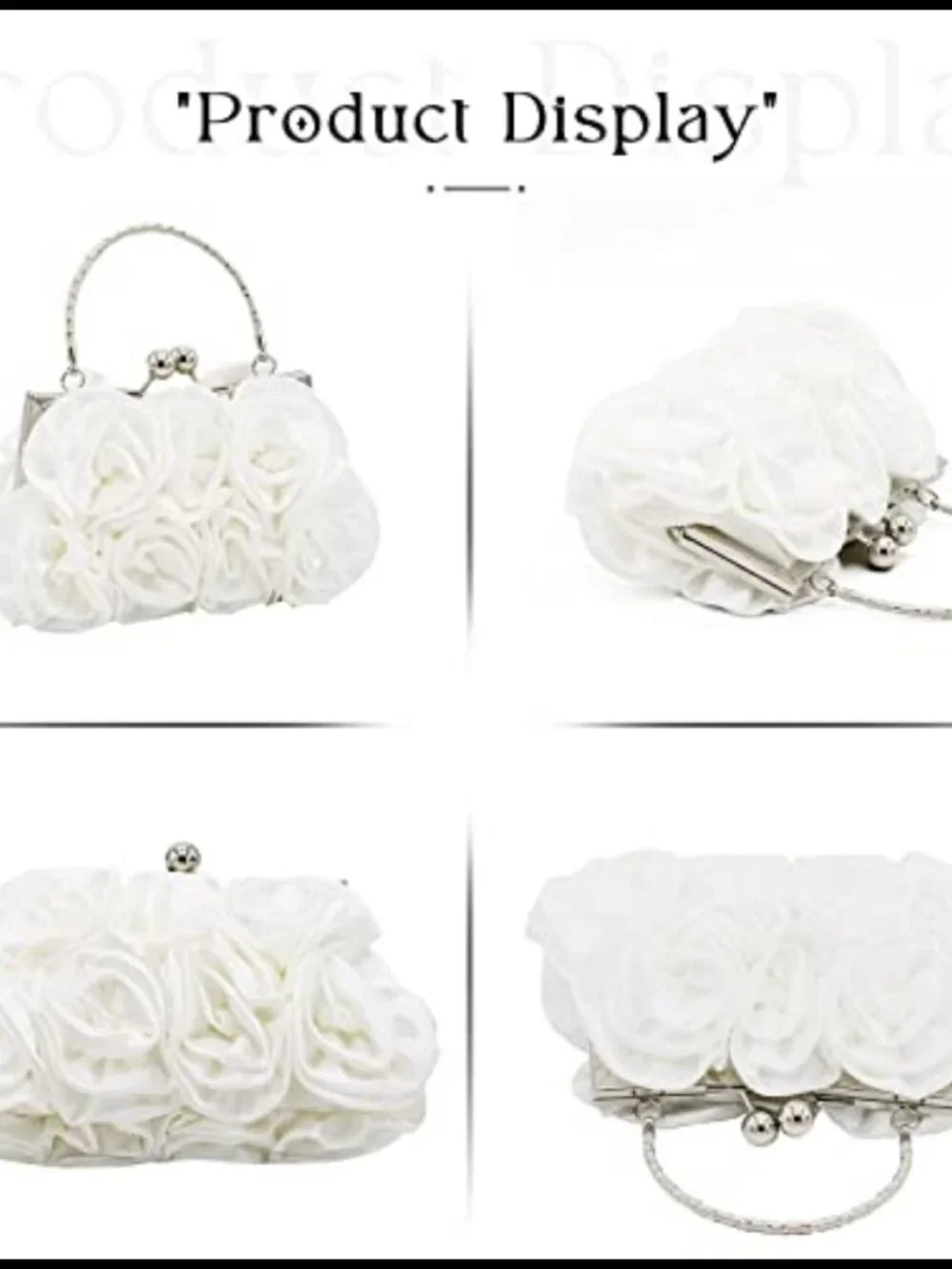 Satin Floral Evening Clutch Small Purses Detachable Strap Wedding Party Prom